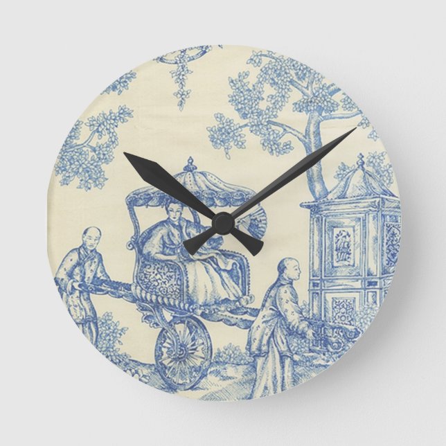 Horloge Ronde Toile en bleu et blanc (Recto)