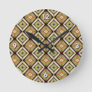 Horloge Ronde Tons chauds géométriques funky