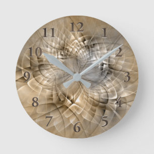 Horloge Ronde Tons Terre Abstrait Art fractal moderne Texture