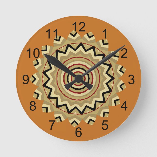 Horloge Ronde Tonton de l'ouest de l'ouest BOHO Mandala Design (Recto)