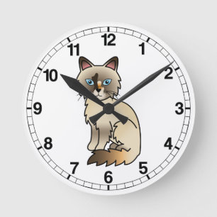 Horloge Ronde Tortie Point Birman / Ragdoll Cat
