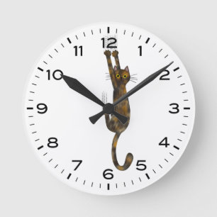 Horloge Ronde Tortoise Shell Cat Hanging