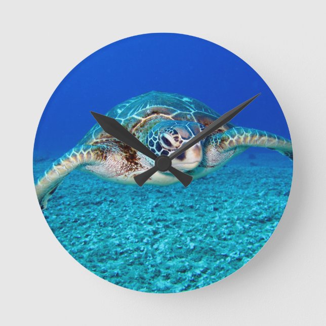 Horloge Ronde Tortue de mer de natation (Recto)