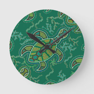 Horloge Ronde Tortue des Caraïbes