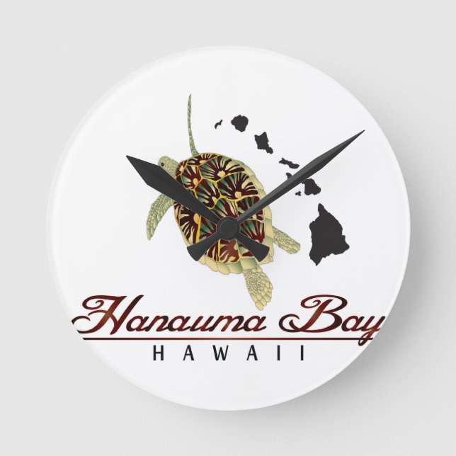 Horloge Ronde Tortue verte d'Hawaii (Recto)