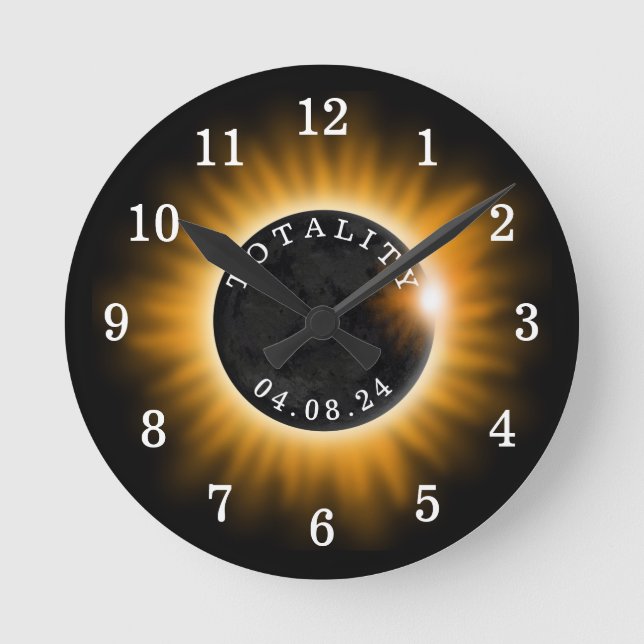 Horloge Ronde Totalité de l'éclipse solaire 2024 (Recto)