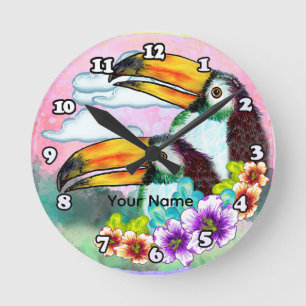 Horloge Ronde Toucan tropicaux 