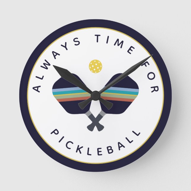 Horloge Ronde Toujours du temps pour Pickleball Paddles Bleu Jau (Recto)
