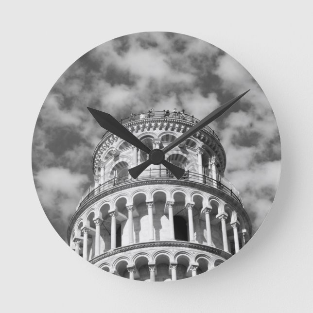 Horloge Ronde Tour blanche noire de Pise Italie (Recto)