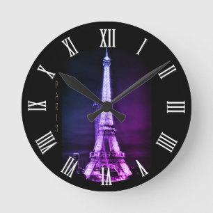 Horloge Ronde Tour Eiffel vintage, Surreal Paris Art / France