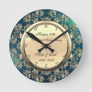 Horloge Ronde Tourbillons d'or Diamant Vert 50e Anniversaire de 