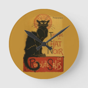 Horloge Ronde Tournee de Conversation Noir Chat noir