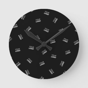 Horloge Ronde Tout logo ou image téléchargée Motif éparpillé