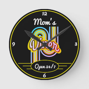 Horloge Ronde Tout nom Ouvert 24H/24, 7J/7 Couleurs Rétro Cinqu