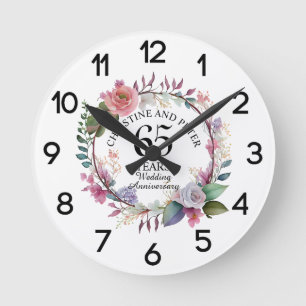 Horloge Ronde Toute élégante florale de mariage (65) Anniversair