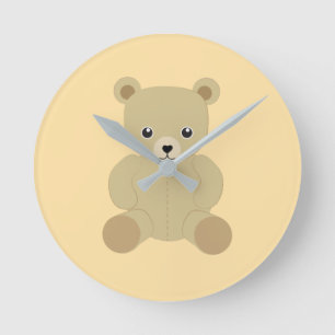 Horloge ronde traditionnelle de l'ours en peluche
