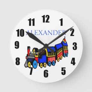Horloge Ronde Train Choo-Choo et nom