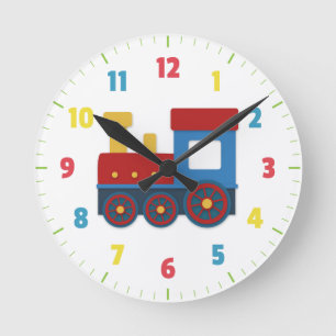 Horloge Ronde Train mignon et coloré pour les garçons Chambre à 