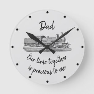 Horloge Ronde Train vintage avec papa et devis horaire 