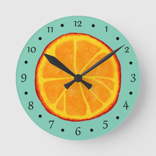 Horloge Ronde Tranche d'orange juteuse (Recto)
