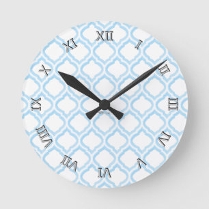 Horloge Ronde treillis marocain de Duo-ton (bleu) (monogramme)