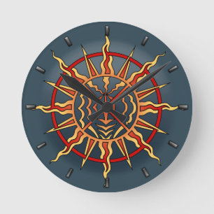 Horloge Ronde Tribal Clock Modern Native Sun Wall Clocks Decor