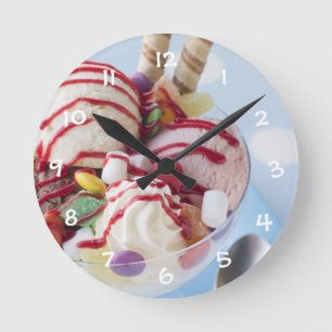 Horloge Ronde Trio de crème glacée et de parfait doux