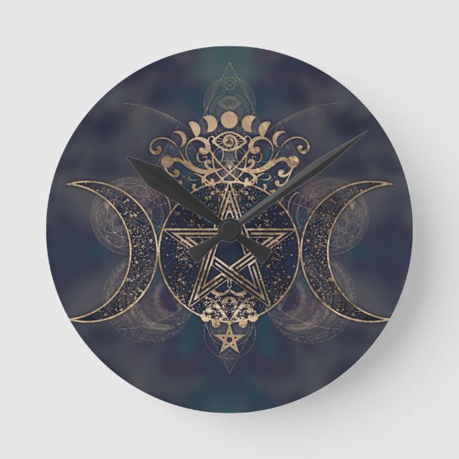 Horloge Ronde Triple Moon - Triple Goddess Gold et Purple (Recto)