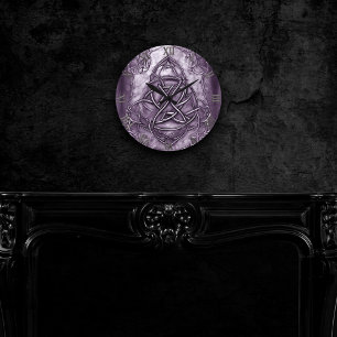 Horloge Ronde Triquetra Trinity Knot Lavender Purple Faux Métal