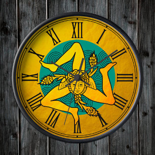 Horloge Ronde Triskelion doré vintage & onde triple spirale