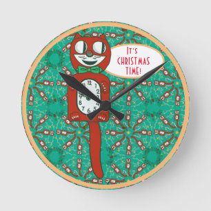 Horloge Ronde Trousse vintage drôle cadenas chat Acrylique cade