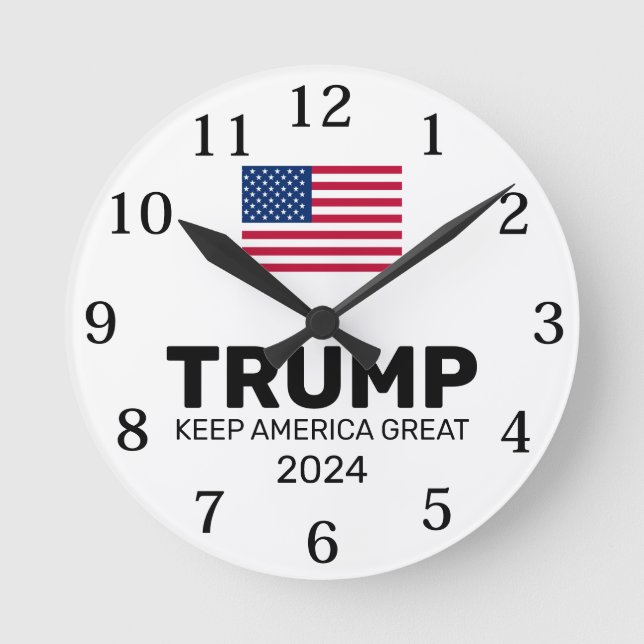 Horloge Ronde Trump 2024 Garder l'Amérique grande (Recto)
