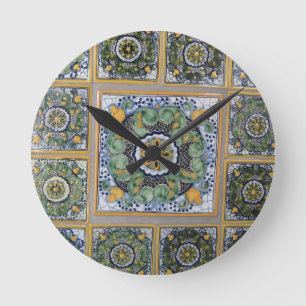 Horloge Ronde Tuiles de style de Talavera de Mexicain