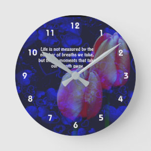 Horloge Ronde Tulipes coeurs vie attitude citation inspirante 