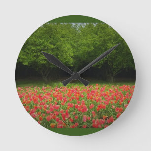 Horloge Ronde Tulips et Trees