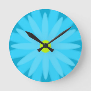 Horloge Ronde Turquoise de fleur