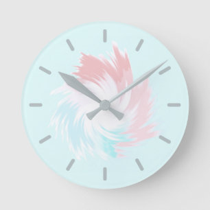Horloge Ronde Turquoise et Saumon Pastel forme de rotation