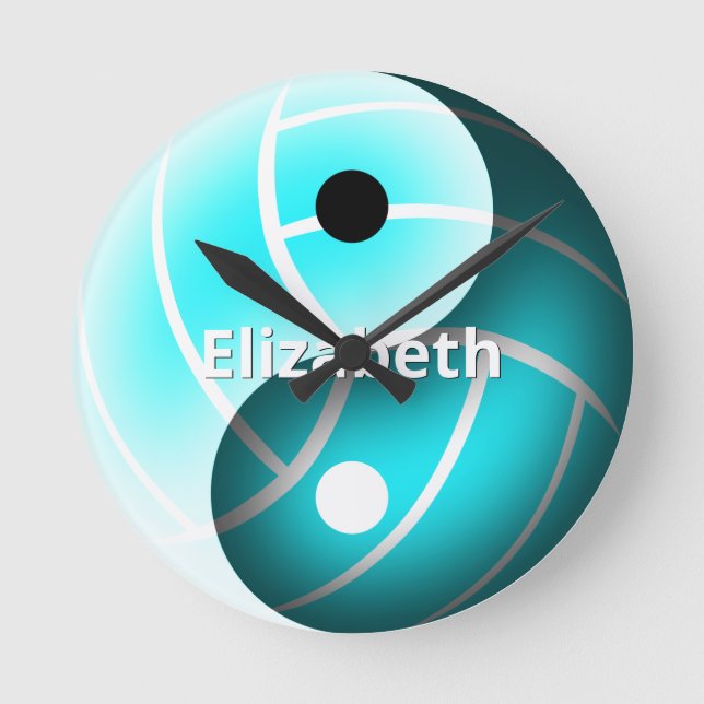 Horloge Ronde turquoise girls yin yang volley personalized (Recto)