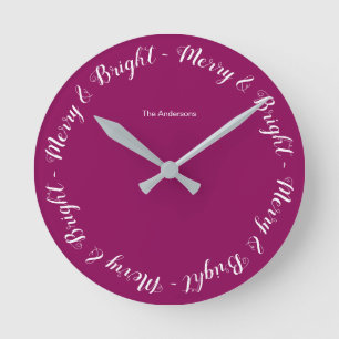 Horloge Ronde Turquoise Joyeux & Lumineux Simple Noël Festif