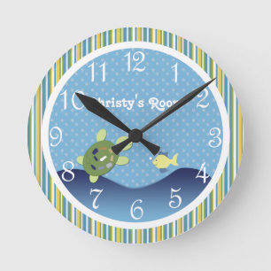 Horloge Ronde Turtle Ocean Reef Nursery Personalized Wall Clock