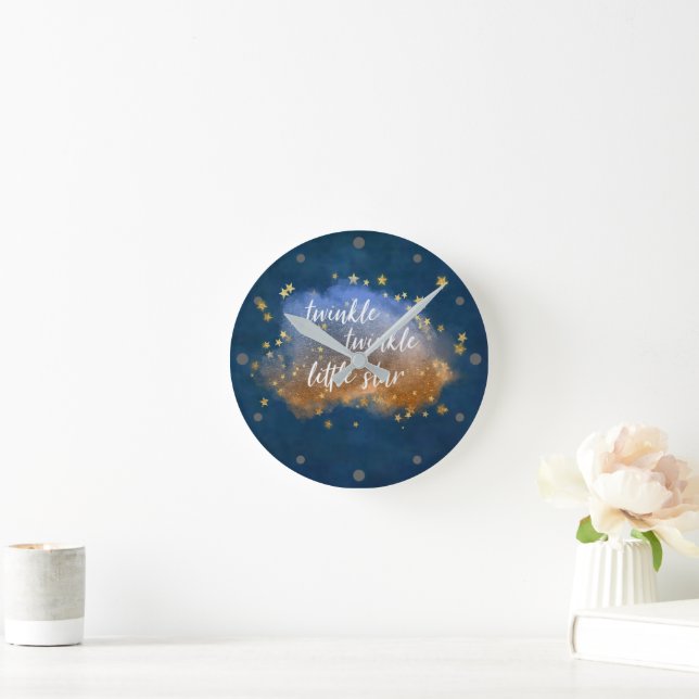 Horloge Ronde Twinkle Little Star | Poussière d'or en cuivre ble (Maison)