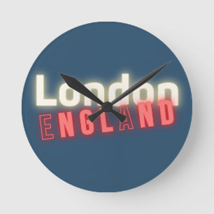 Horloge Ronde Typographie de Londres Neon Lights