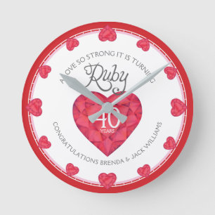 Horloge Ronde Un amour si fort noces de rubis 40ème anniversaire
