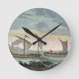 Horloge Ronde Un brigantin donnant la chasse à un Felucca, et