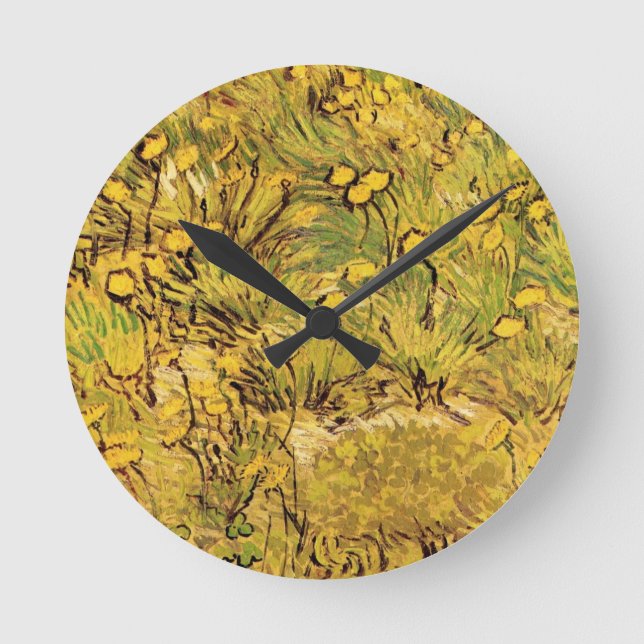 Horloge Ronde Un champ de fleurs jaunes par Vincent van Gogh (Recto)