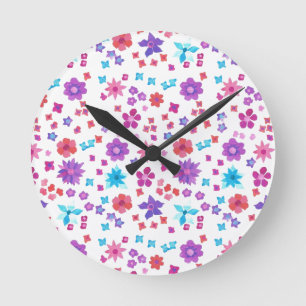 Horloge Ronde Un joli modèle floral de puissance florale hippie