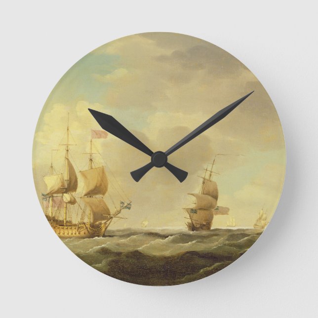 Horloge Ronde Un navire amiral anglais sous la voile facile dans (Recto)
