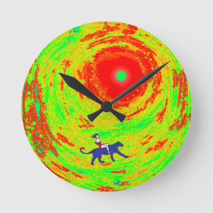 Horloge Ronde Un soleil rouge et une fille