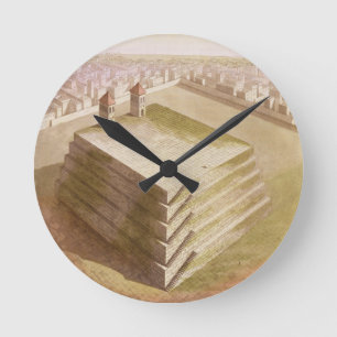 Horloge Ronde Un Teocalli au Mexique (gravure de couleur)