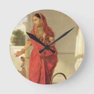 Horloge Ronde Une fille de danse indienne avec un narguilé, 177
